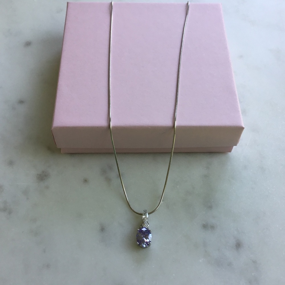 Sterling Silver Lavender Cz Necklace - Picture 10 of 16